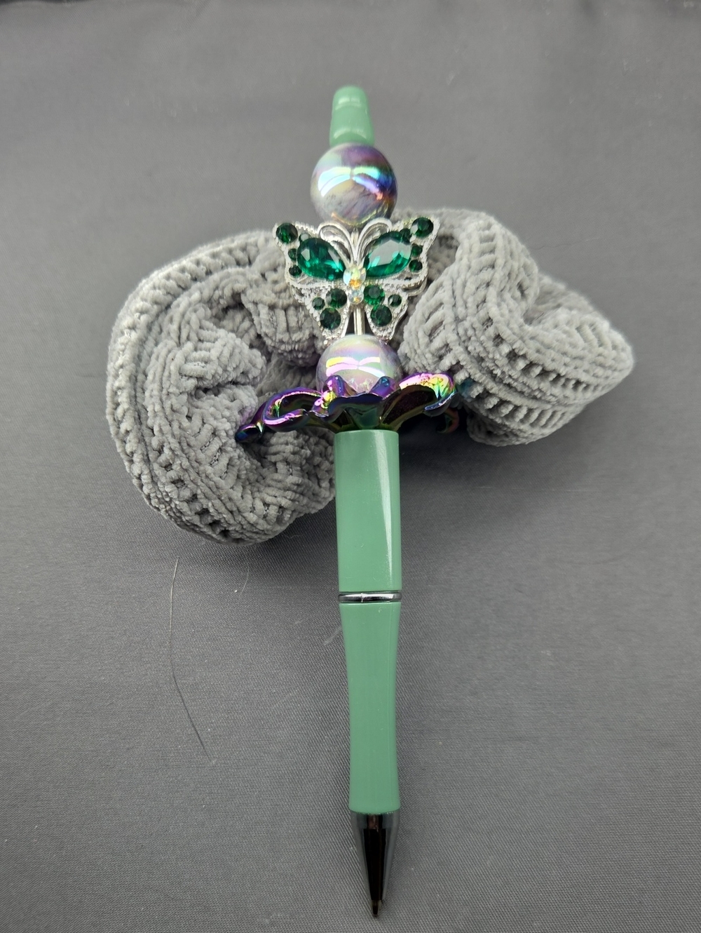 Emerald Butterfly Crystal Ballpoint Pen — Decorative Green Accent